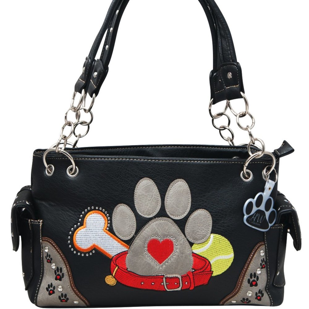 Dog Paw Print Purse Western Style Shoulder Handbag for Women Pet Mom Bag